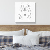 Toile Drôle noir et blanc tête de loup croquis (Insitu(Chambre))