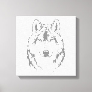 Toile Drôle noir et blanc tête de loup croquis