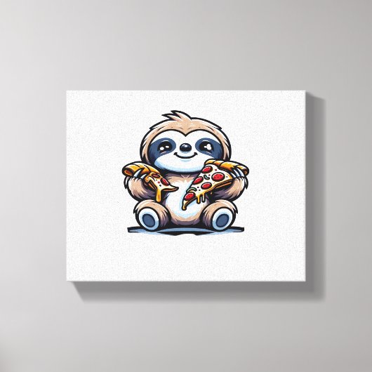 Toile Drôle Sloth mangeant Pizza, Amoureux des animaux K (Recto)