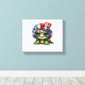 Toile Drôle Tortue Patriotique USA Drapeau Sunglass (Insitu (Plancher de Bois))
