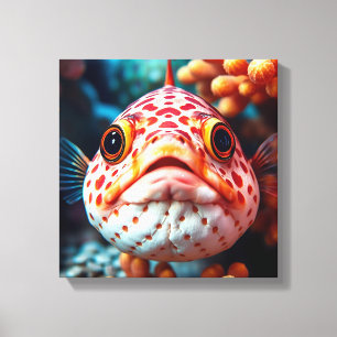 Toile Drôles de poissons et coraux de près