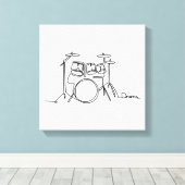 Toile Drummer Music Design Drums One-Line (Insitu (Plancher de Bois))