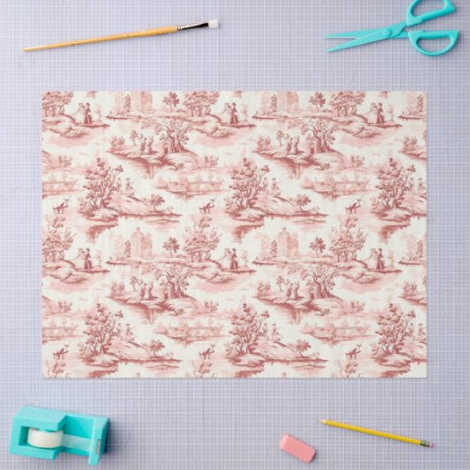 Toile du Jouy Red Faux French  Tissuepapier (Craft)