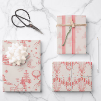 Toile Du Jouy Wrapping Paper Flat Sheet Set 3
