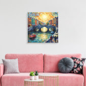 Toile Dublin Canal Sunset Reflections Canvas Art (Insitu(Salon))