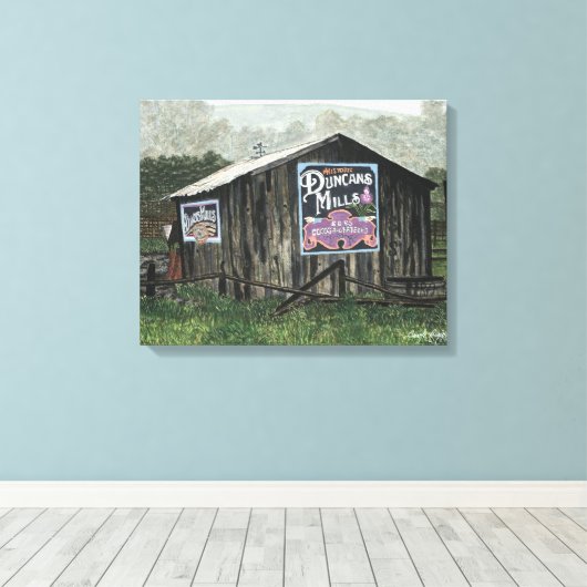 Toile Duncans Mills, Old Barn Watercolor (Insitu (Plancher de Bois))