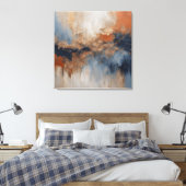 Toile Dusty Blue Burnt Orange Navy Abstrait (Insitu(Chambre))