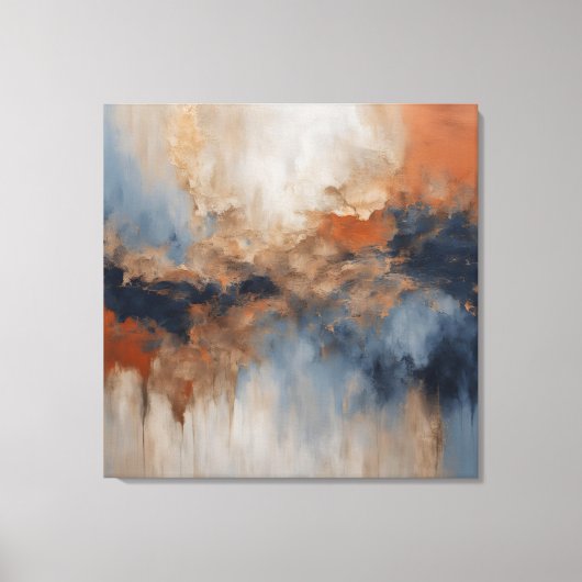 Toile Dusty Blue Burnt Orange Navy Abstrait (Recto)