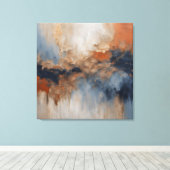 Toile Dusty Blue Burnt Orange Navy Abstrait (Insitu (Plancher de Bois))