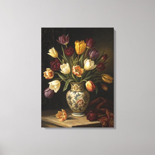 Toile Dutch Masters Tulip Still Life Print | Oil paint. (Recto)