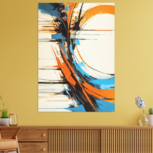 Toile Dynamic Orange Blue Abstract Expressionism Curves (Insitu(Salon))