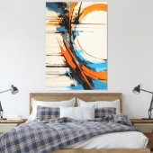 Toile Dynamic Orange Blue Abstract Expressionism Curves (Insitu(Chambre))