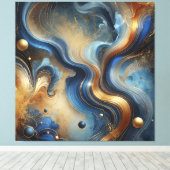 Toile Dynamic Swirls of Blue and Gold Canvas Art (Insitu (Plancher de Bois))