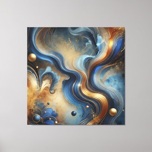 Toile Dynamic Swirls of Blue and Gold Canvas Art (Recto)