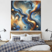 Toile Dynamic Swirls of Blue and Gold Canvas Art (Insitu(Chambre))