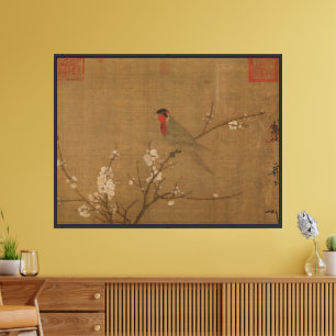 Toile Dynastie Chinoise Song Perroquet sur Abricotier