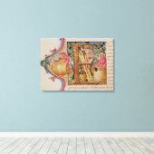 Toile 'E' initial historique représentant la cueillette  (Insitu (Plancher de Bois))