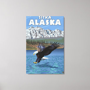 Toile Eagle chauve plongeant - Sitka, Alaska