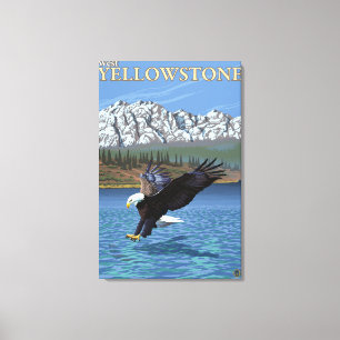 Toile Eagle chauve plongeant - Yellowstone occidental,