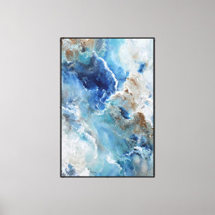 Toile Earthstream : décoration murale abstraite bleue et