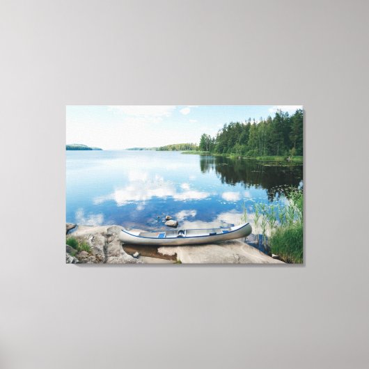 Toile Eau | Canot sur le lac Suède (Recto)