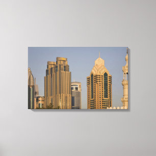 Toile EAU, Dubaï. Minaret de la mosquée d'Al Wasl, avec