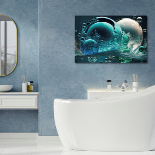 Toile Eau en mouvement : bulles horizontales Turquoise e
