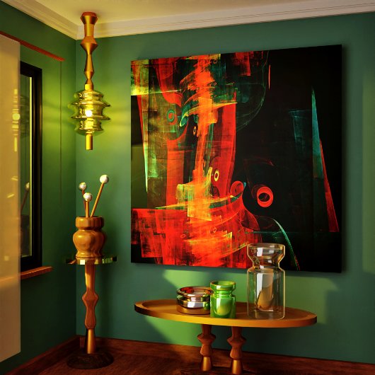 Toile Eau Orange Rouge Bleu moderne Art Abstrait Motif