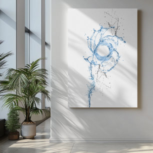 Toile Eau tourbillonnante éclaboussant dans les tons ble
