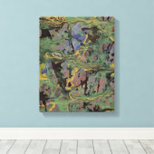 Toile écaillée verte, dorée et bleue (Insitu (Plancher de Bois))