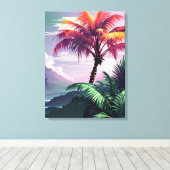 Toile Echap Tropical Tranquille : Palmier (Insitu (Plancher de Bois))