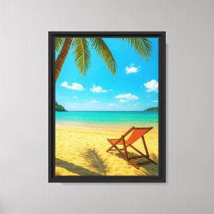 Toile Échappement de plage tropicale avec chaise sous l'