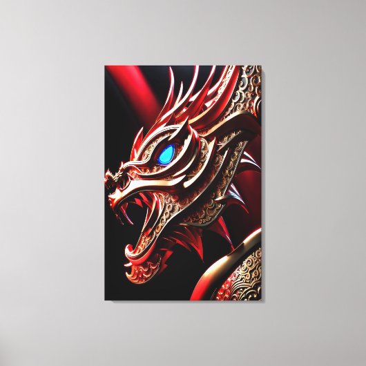 Toile Échelles rouge et or du dragon à respiration par f (Recto)