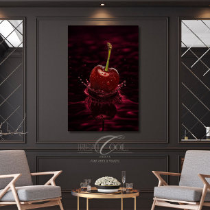 Toile Éclaboussure de cerise rouge foncé dans une impres