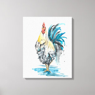 Toile Éclaboussure de coq - portrait d'aquarelle