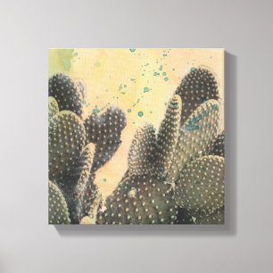 Toile Éclaboussure verte du cactus   de désert