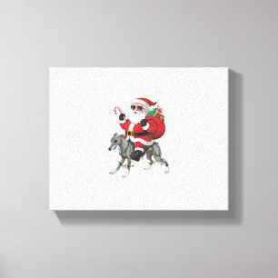 Toile Éclairage de Noël Père Noël équitation Chien gris