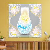 Toile Éclairage Dentelle Bleue IA art (Insitu(Salon))