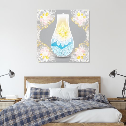 Toile Éclairage Dentelle Bleue IA art (Insitu(Chambre))