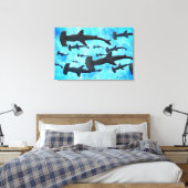 Toile École de requins à tête de marteau à Silhouette (Insitu(Chambre))
