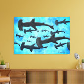 Toile École de requins à tête de marteau à Silhouette (Insitu(Salon))
