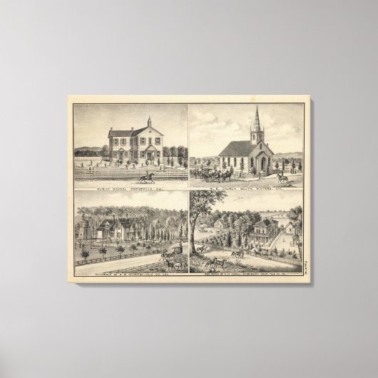 Toile École, église, résidences, Yolo Co (Recto)
