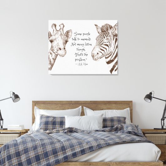 Toile Écouter Animaux Citer Giraffe et Zebra (Insitu(Chambre))