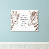 Toile Écouter Animaux Citer Giraffe et Zebra (Insitu (Plancher de Bois))