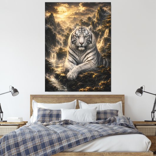 Toile Écouter la cascade | Fantaisie du tigre blanc A (Insitu(Chambre))