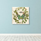 Toile écriture bohème papillon botanique français (Insitu (Plancher de Bois))