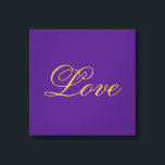 Toile Écriture de couleur or Amour Calligraphie violette<br><div class="desc">Vous pouvez facilement changer les polices et les couleurs. Vous pouvez également ajouter votre logo et l'image de fond comme vous le souhaitez.</div>