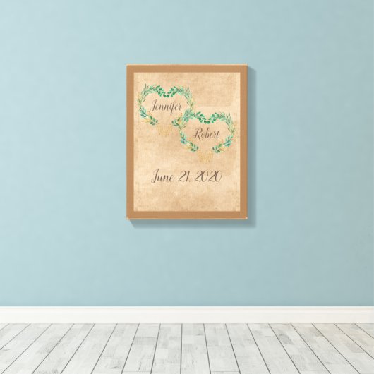 Toile Écriture Romantique Rustique de Mariage (Insitu (Plancher de Bois))