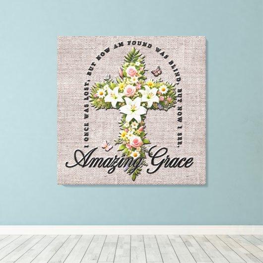 Toile Écriture/Sublimation inspirée de la Croix de Fleur (Insitu (Plancher de Bois))