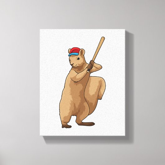 Toile Écureuil au baseball avec une batte de baseball (Recto)
